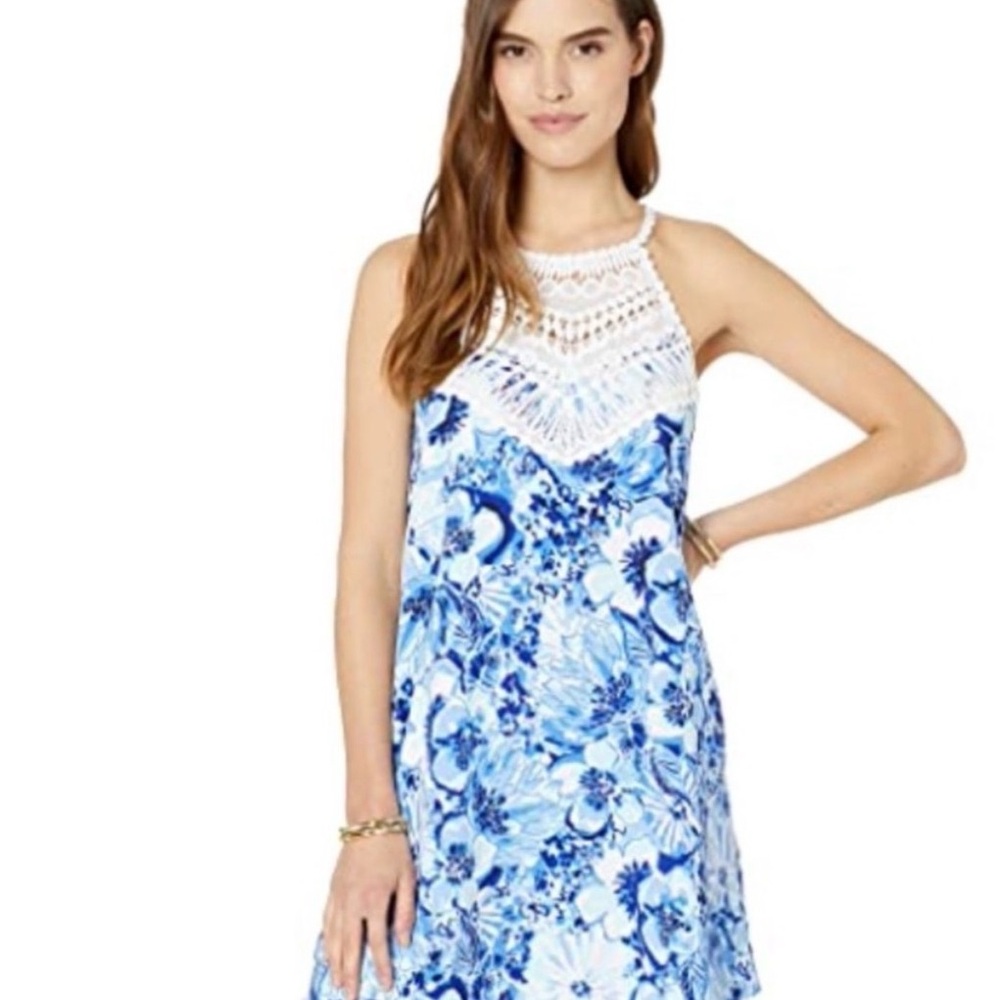 Lilly Pulitzer Pearl Soft Shift Blue and White Floral Mini Dress